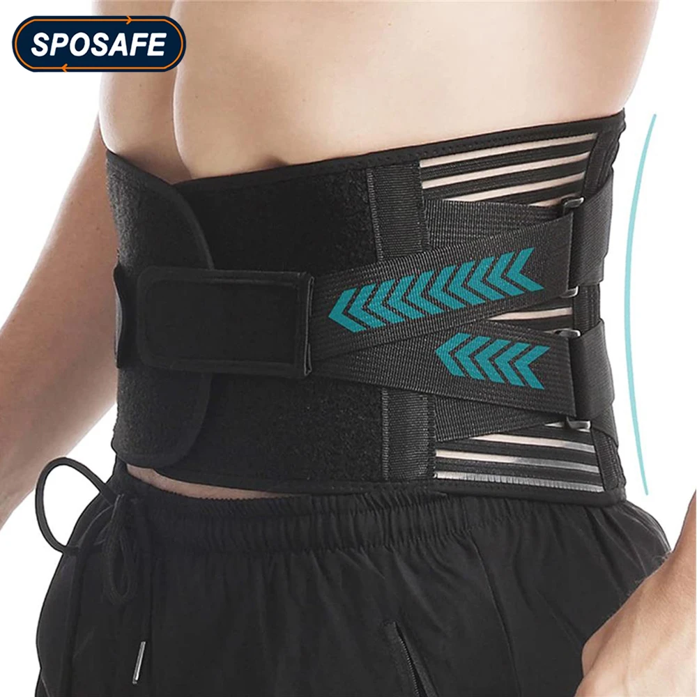 Lower Back Brace Breathable Waist Lumbar Support Belt with 6 Stays for Back Pain Relief Sciatica Herniated Disc Scoliosis Unisex