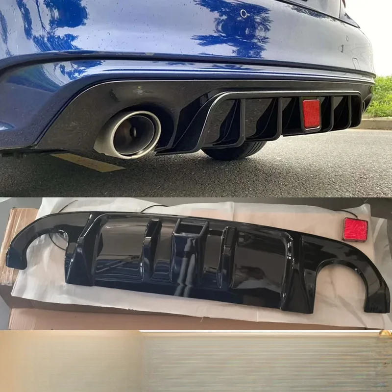 Rear Bumper Lip Diffuser Spoiler Plate with Exhaust Bracket Body Kit
