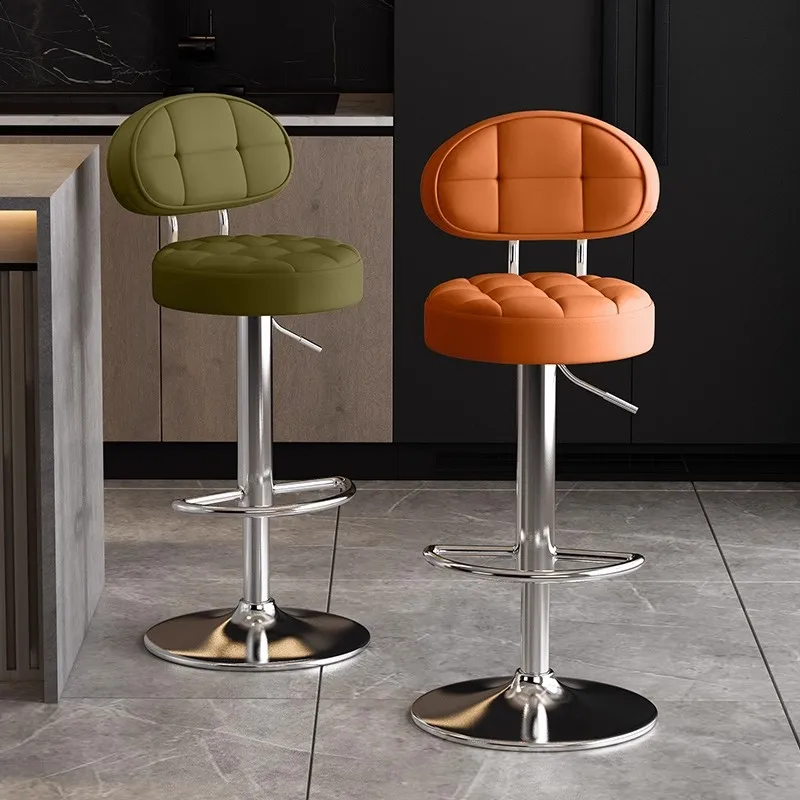 

Modern Minimalist Home Bar Stool with Adjustable Metal Backrest Durable Commercial Furniture Featuring Wood Panel Style