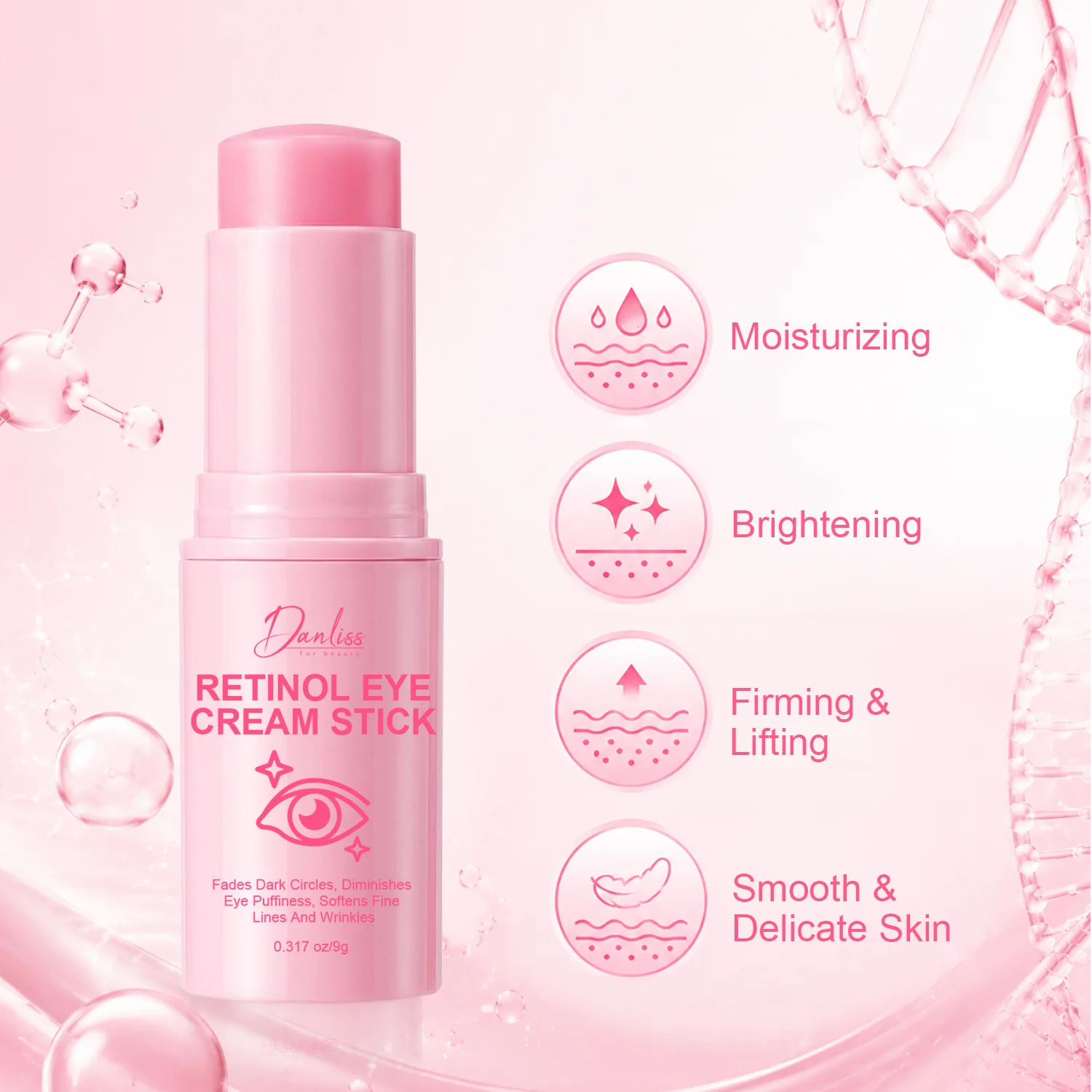 Retinol Eye Cream Stick with Hyaluronic Acid, Vitamin C, and Caffeine – Gentle Exfoliating Diminish Puffiness,Soften Fine Lines.