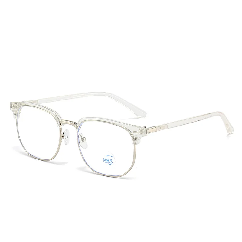 XJiea 2024 Photochrome Anti-blaues Licht Gläser Männer Mode Rechteck Halb Randlose Brillen Für Frauen Büro Computer Goggle
