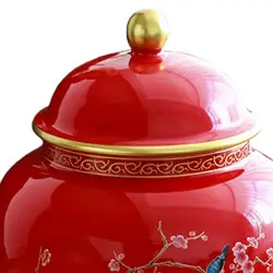 Porcelain Ginger Jar Decorative Ceramic Flower Vase Temple Jar Traditional for Kitchen
