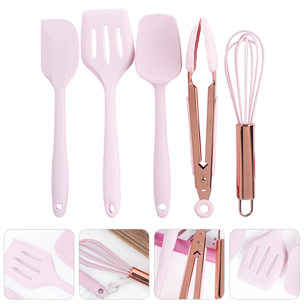 

5 Pcs/Set Children's Baking Tools Silicon Cake Spatulas Scraper Whisk Bread Making Kit Kids Pan