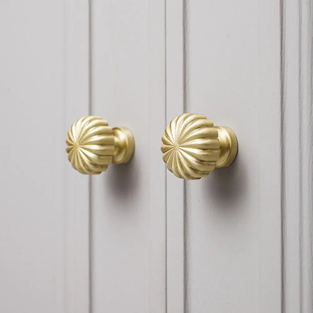 Brass Cabinet Handle Elegant Yellow Drawer Pull Knob for Cupboard Door Furniture Hardware
