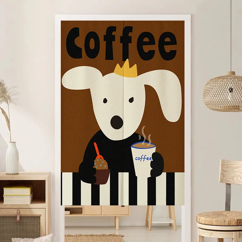 VIKAMA Coffee Diary Noren Door Curtain Chair Lamp Print Hanging Curtain Kitchen Door Partition Modern Art Interior Decor