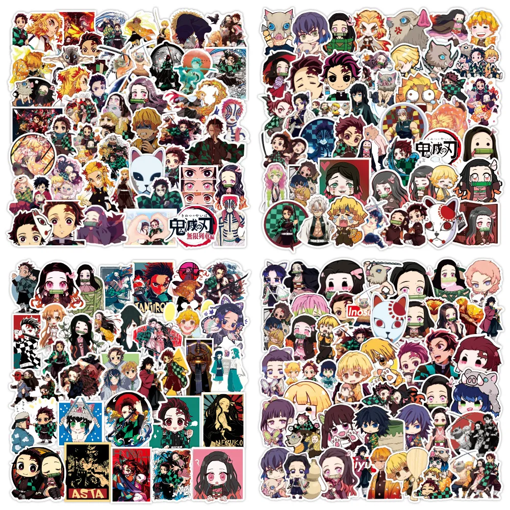 50 pcs/set Japanese Anime Demon Slayer Waterproof PVC Stickers Scrapbooking Diy Diary Stationery Sticker
