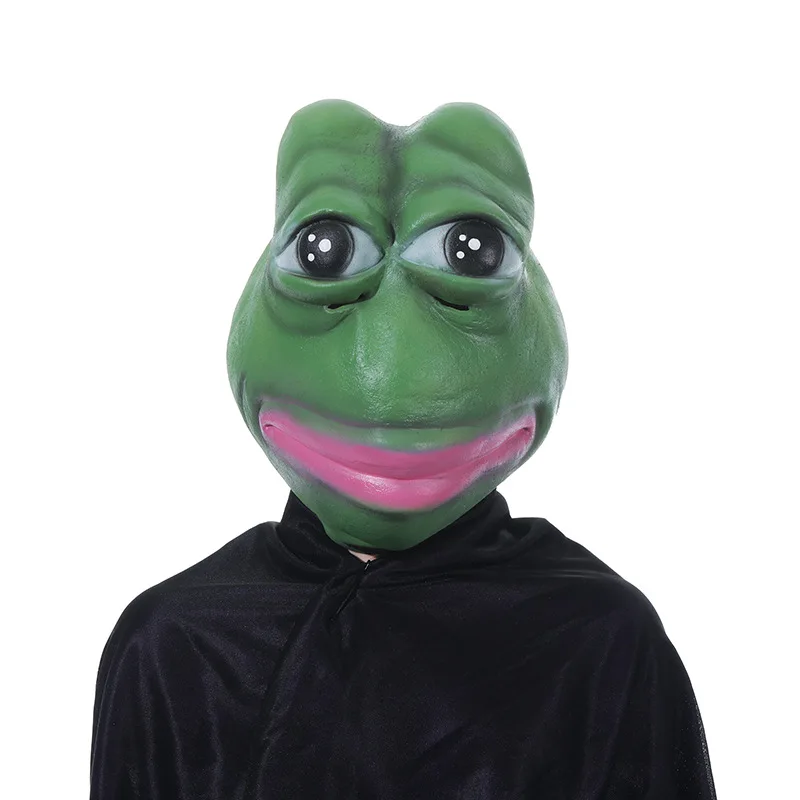 Lonely Sad Frog Mask Cosplay Funny Realistic Animal Big Mouth Head Latex Masks Halloween Dress Up Carnival Party Costume Props