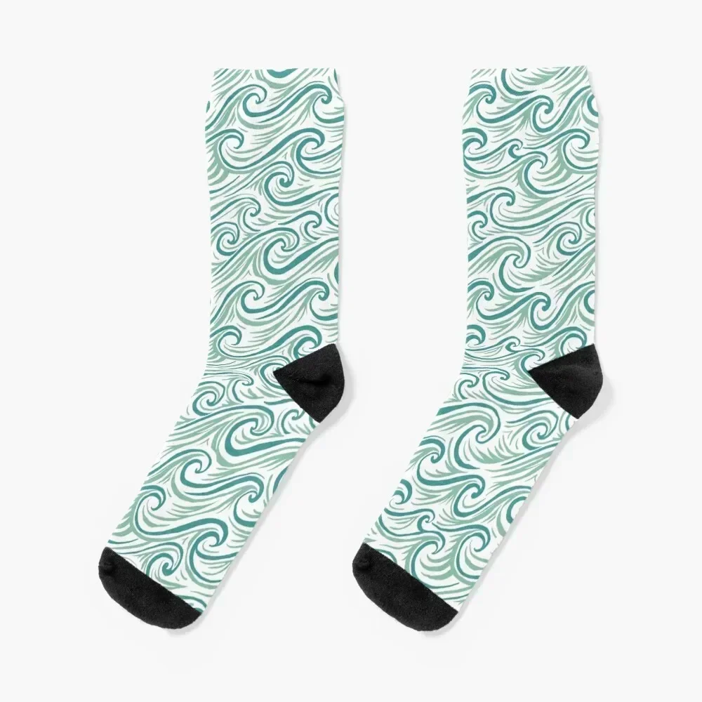 

Blue Green Waves Socks christmass gift snow tennis Socks Women's Men's