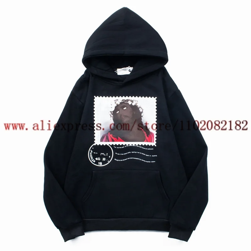 Character Portrait Retro Stamp Pattern Printed Hoodie Men Women High Quality Fleece Hooded Sweatshirt