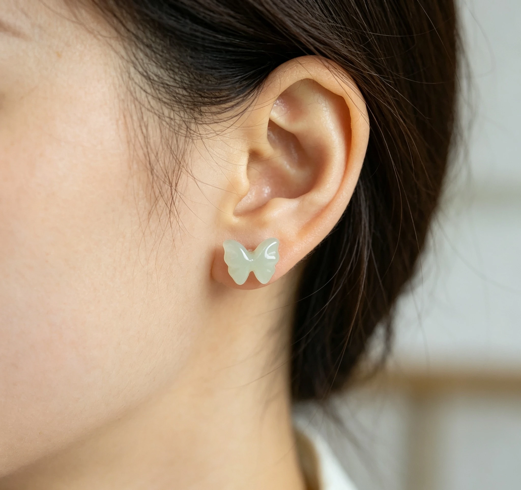 Natural Hetian Jade 925 Silver Butterfly Earrings Women Certified Jewelry Genuine Nephrite Jade Stone Butterfly Stud Earrings