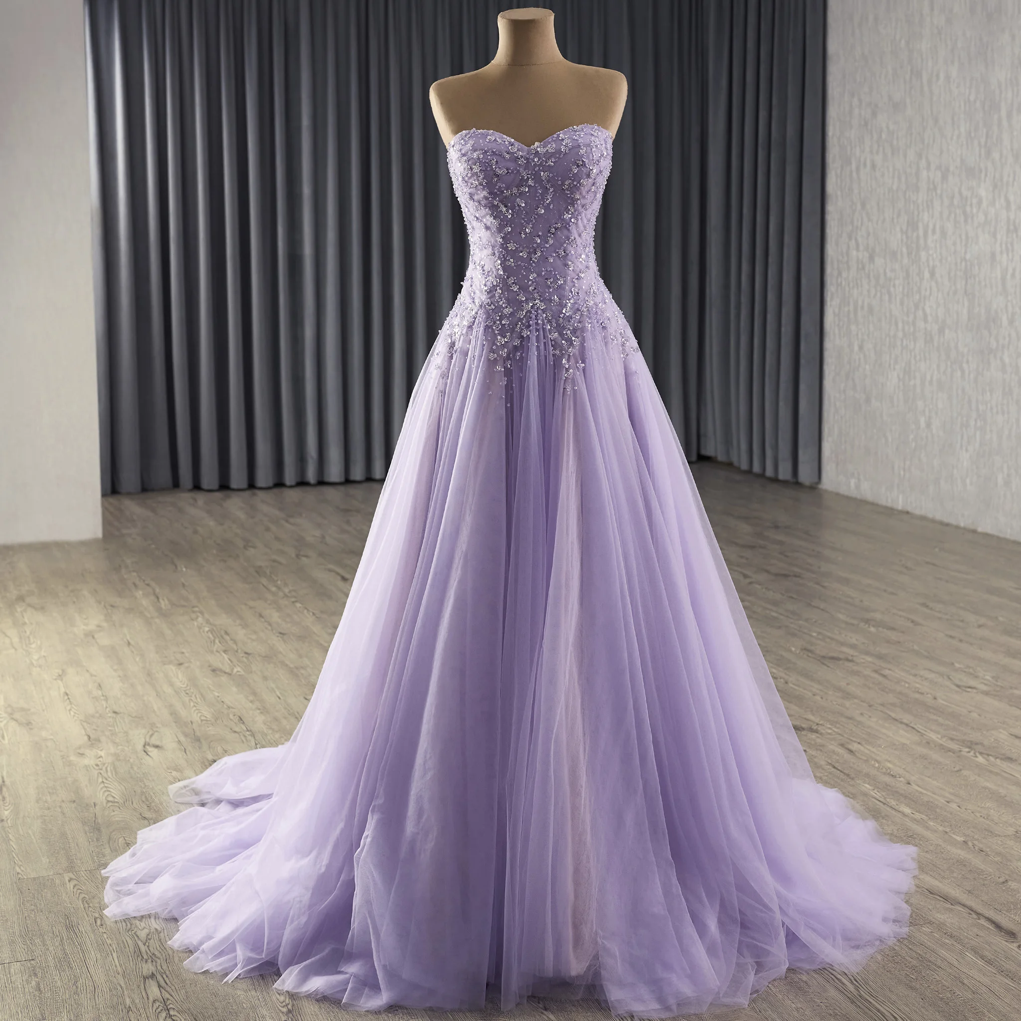 

Длинное сиреневое вечернее платье Rosymae без бретелек, платья для выпускного вечера трапециевидной формы с милыми блестящими бусинами, облегающее платье для выпускного или официальных мероприятий