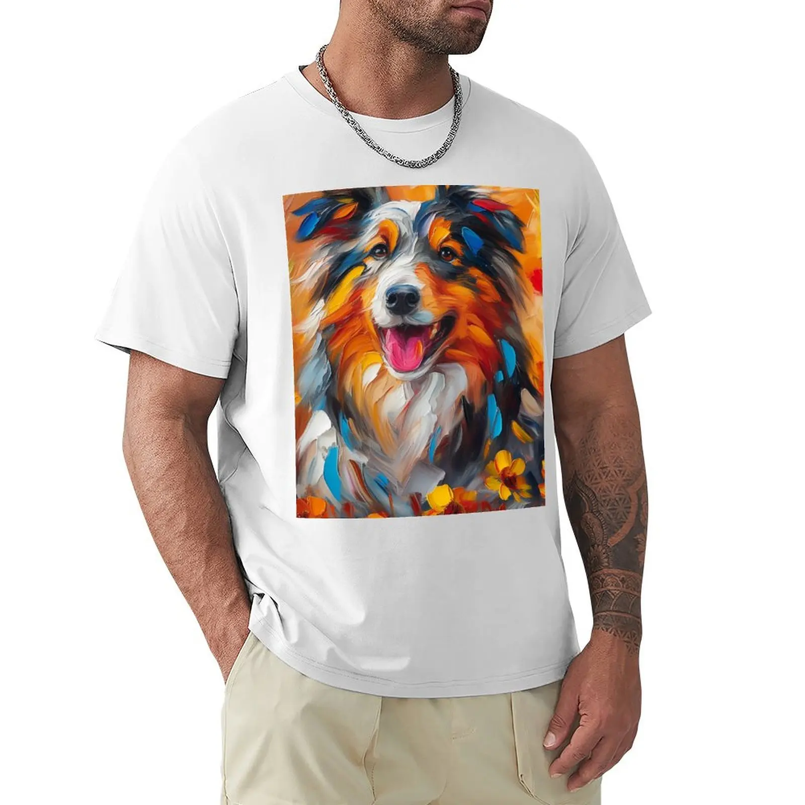 The Rough Collie Gaze T-shirt heavyweights customs korean fashion mens clothes