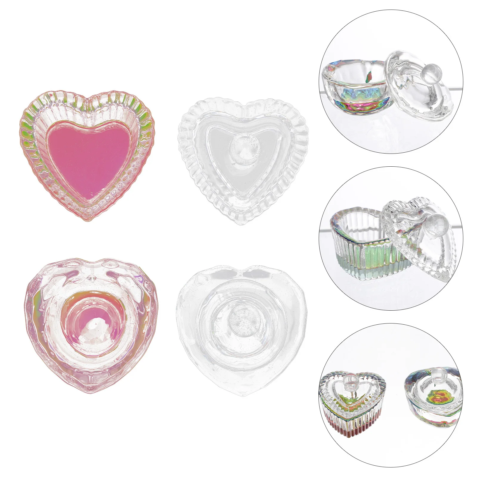 2 pçs copo de cristal da arte do prego com tampa vidro premium para misturar líquido e pó leve conjunto de ferramentas manicure para uso doméstico diy