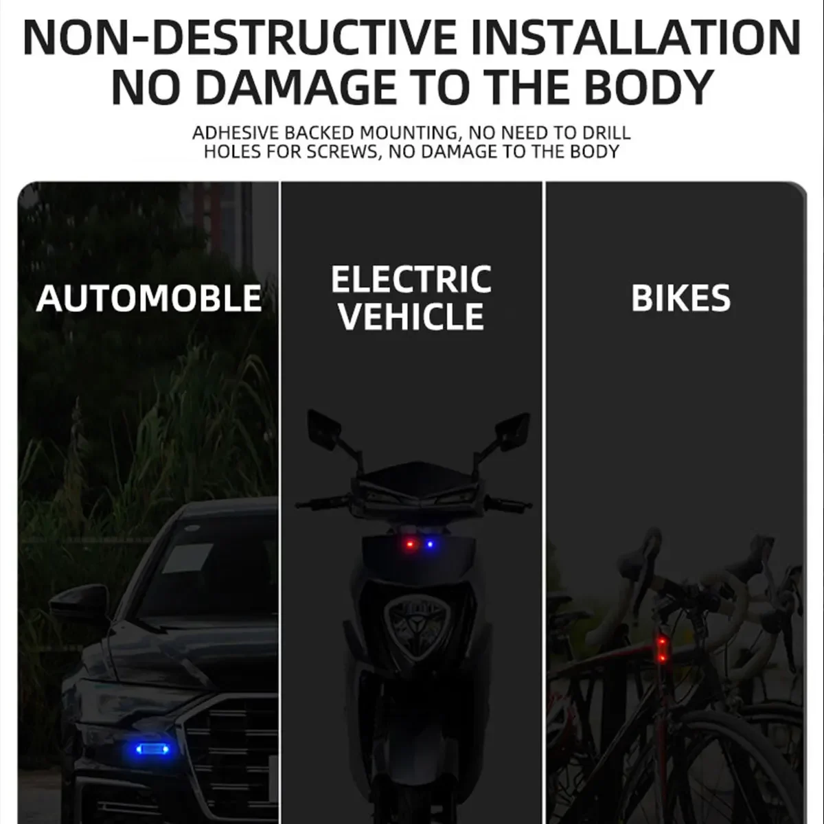 Motorcycles Car Mini LED Wireless Warning Anti-Theft Caution Light Prevent Rear-end Collision Solar Power Strobe Auto Accessorie