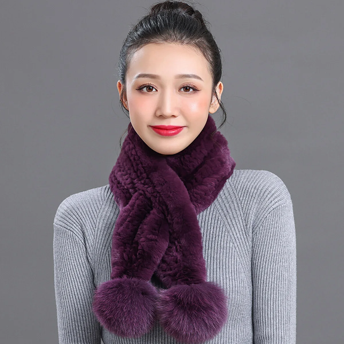 

Real Rabbit Fur Scarf Hot Sale Thickened Soft Furry Neck Warmer Winter Accessories Real Rabbit Fur Scarf for Women