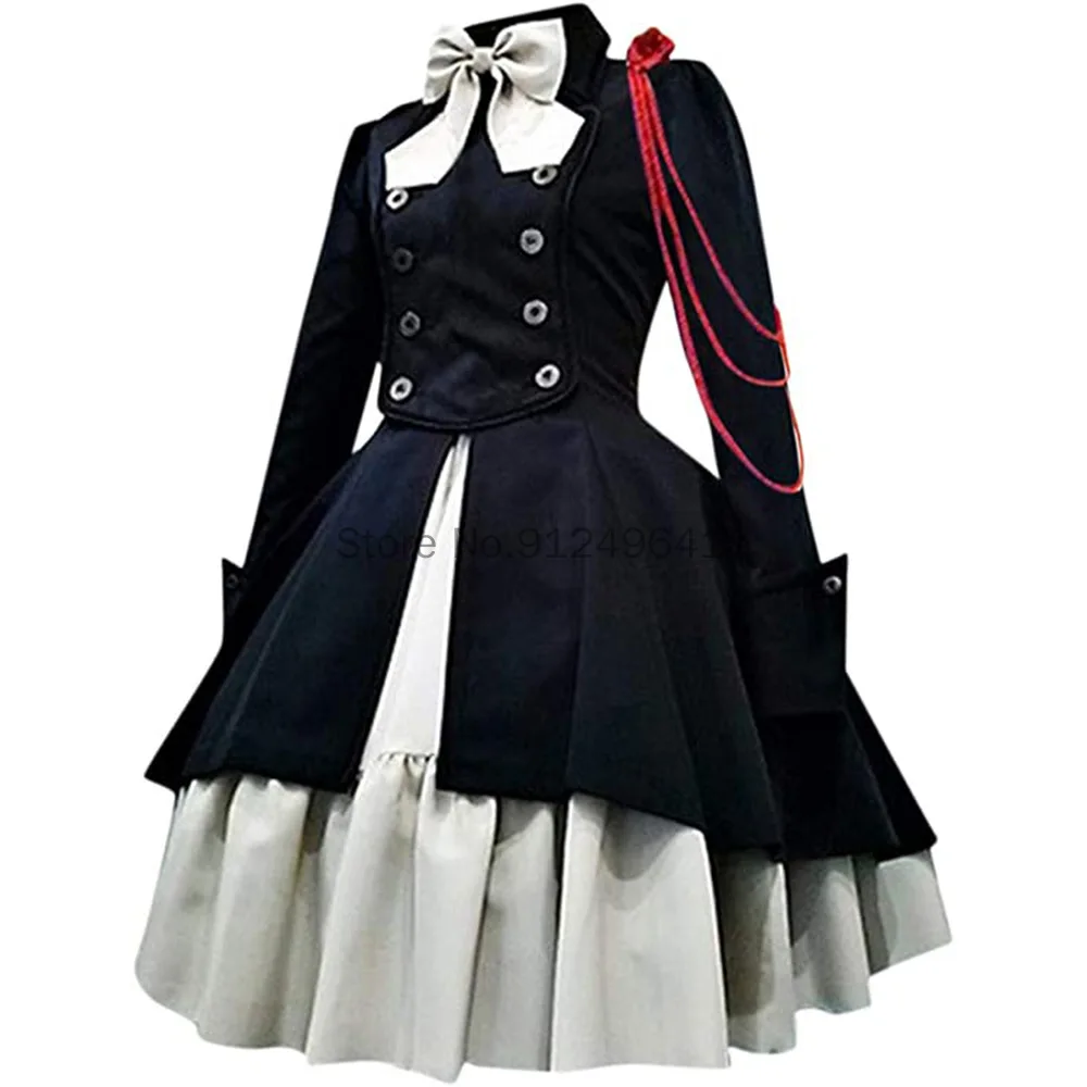 Dames Middeleeuwse Steampunk Classic Retro Lolita Jurk Gothic Zwart Kanten Ketting Strik Jas Lange Mouwen Ruche Dame Slim Kostuum