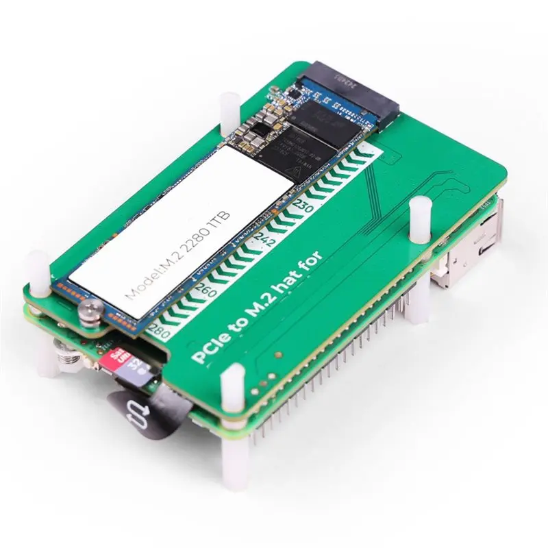 Pcie To M.2 Hat For Raspberry Pi 5, Support Pcie Gen2 Gen3 Nvme SSD, Hailo8/8L, Support Google Coral AI Accelerators
