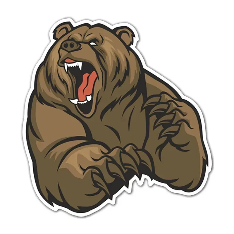 Various Sizes Self-adhesive Decal Grizzly Bear Car Sticker Waterproof Auto Decors on Bumper Rear Window 8/13/17/20CM PVC