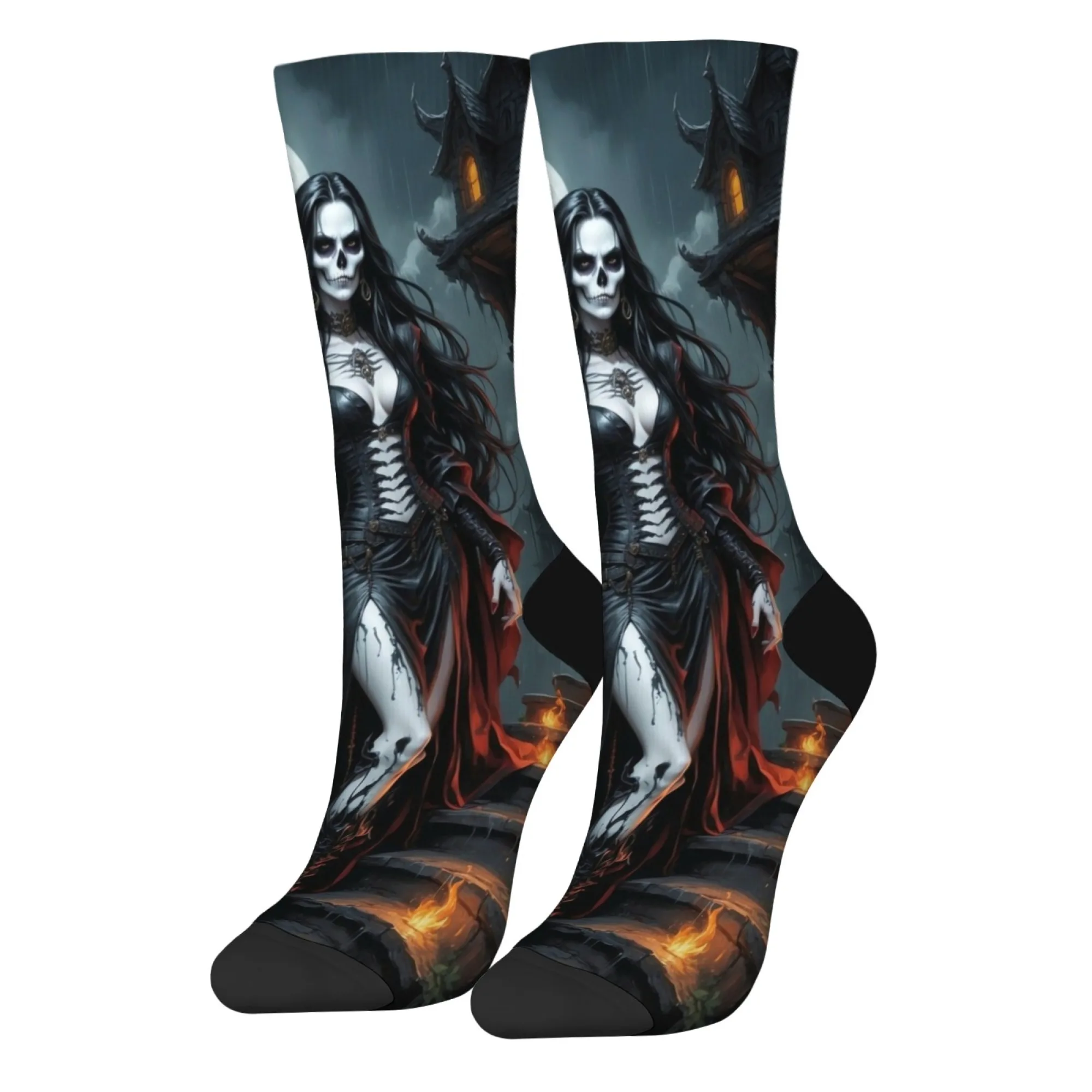 Horror comic female ghost socks Halloween novelty funny socks retro trend casual men's socks Harajuku style crazy hip-hop socks