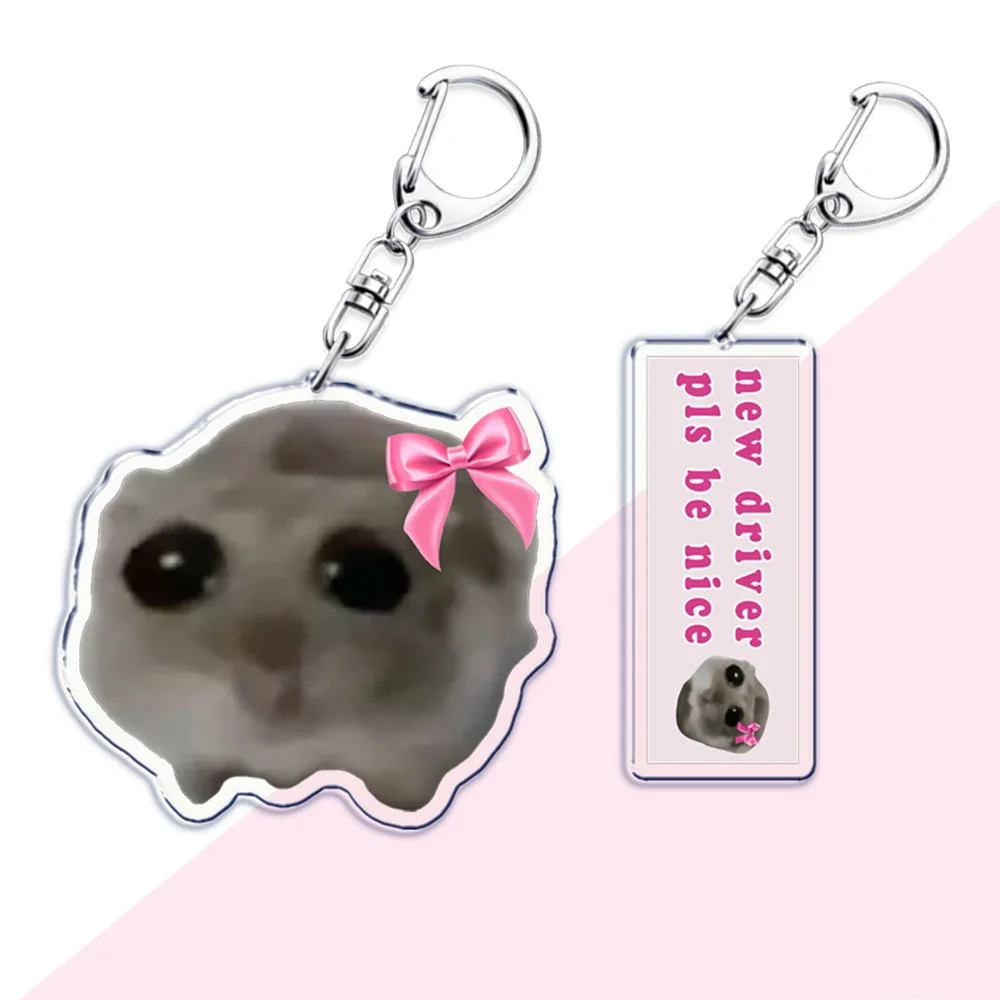 Llaveros divertidos de Meme Im Just A Girl, llaveros de hámster triste, anillo para accesorios de bolso, llavero colgante divertido, regalos para fanáticos de la joyería