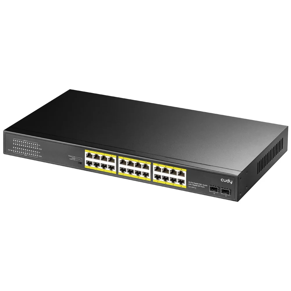 Cudy 24 Port Gigabit Unmanaged PoE+ Switch, 300W, 2 Gigabit SFP, CCTV/VLAN Mode, 19-inch Rackmount