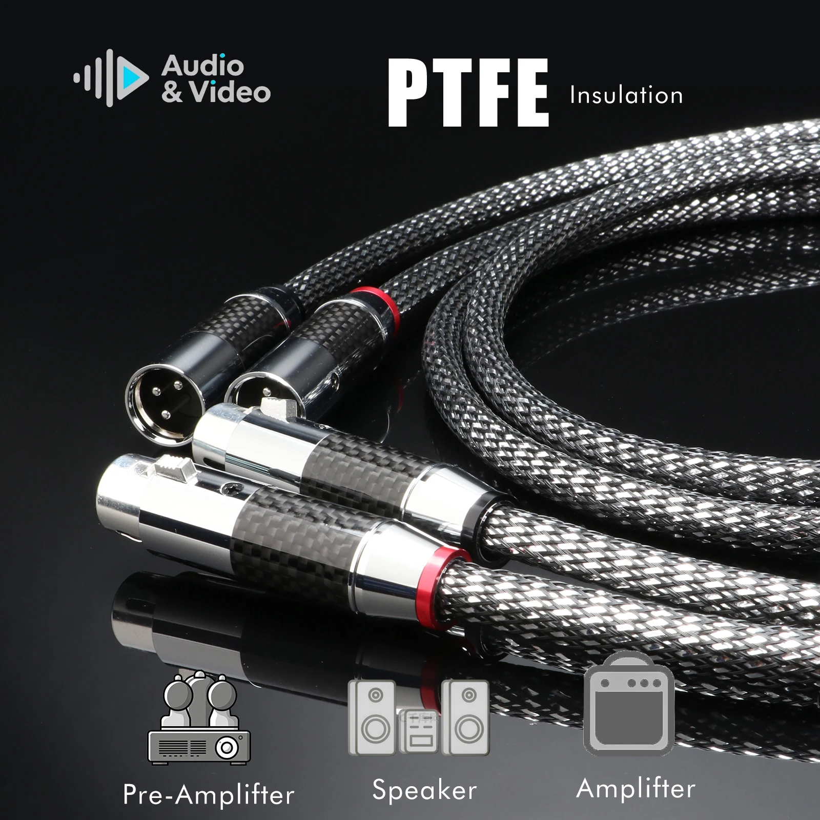 Paar XLR-Kabel Audiophile Symmetrische Kabelverbindung, 3-Pin XLR-Mikrofonkabel für Audio- und Tontechnik – Detail 4