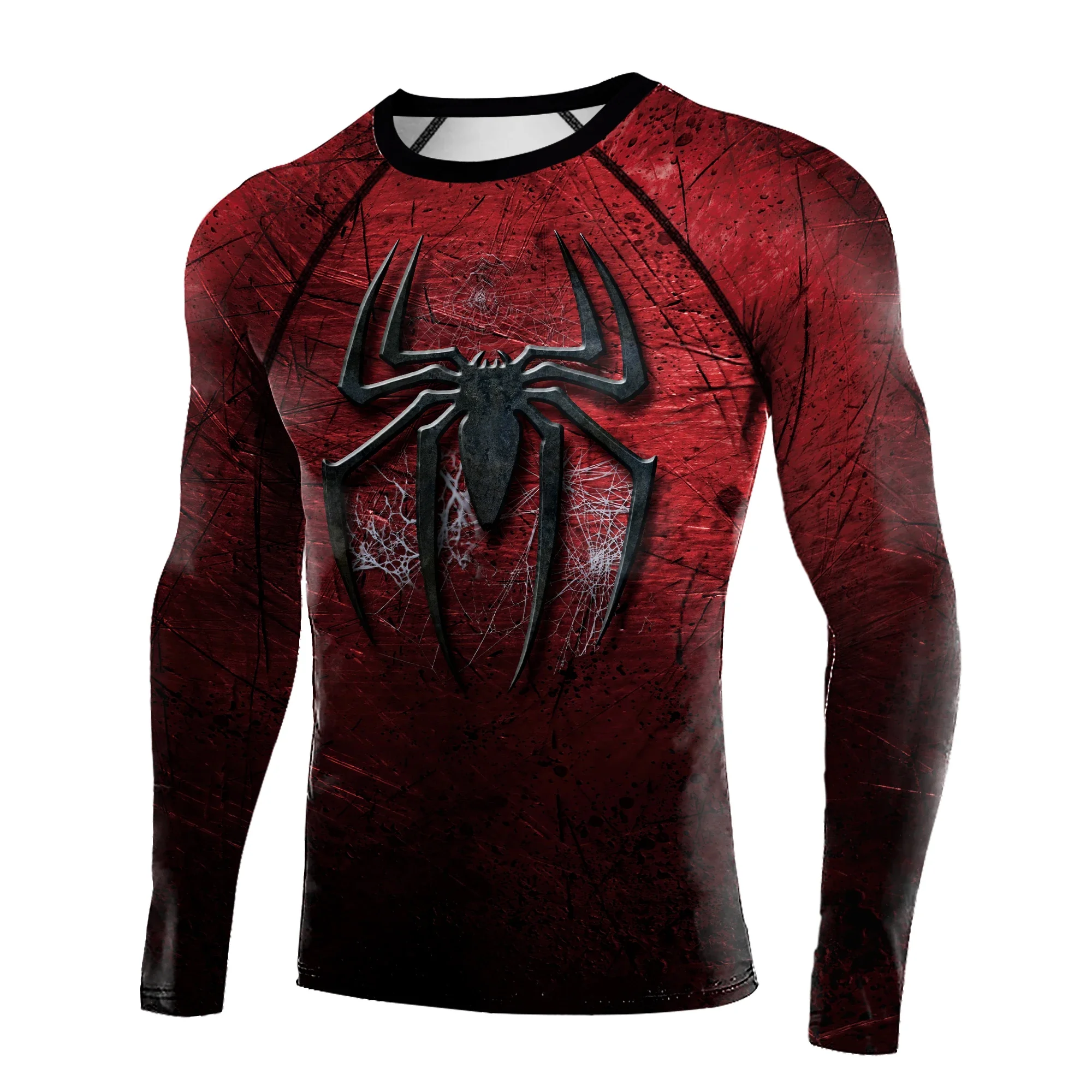 MINISO Superhero Costumes Men's Tops Rash Guard Surf Cosplay Spider Printing Long Sleeve Compression Fitness Sports Shirt