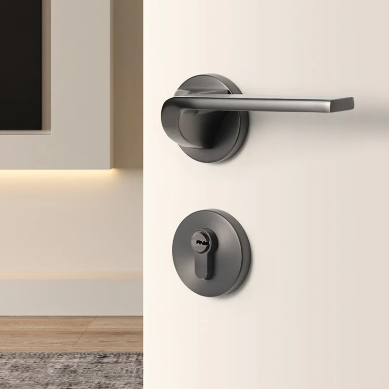 Door Lock Home House Bedroom Interior Bathroom Modern Grey-Black Handle Lever