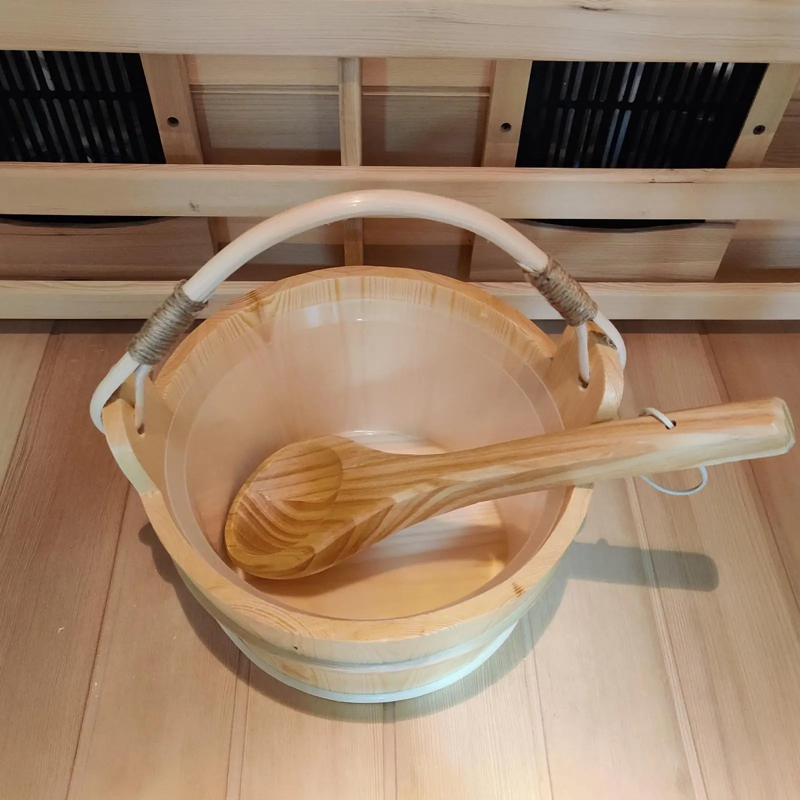 6 Liter Wooden Sauna Bucket Ladle SPA Accessory Handmade Garden Water Bucket