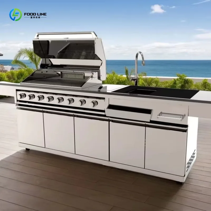 

Индивидуальный Премиальный Уличный Кухонный Комплекс для Барбекю: Современный Роскошный Мобильный Сборный Шкаф