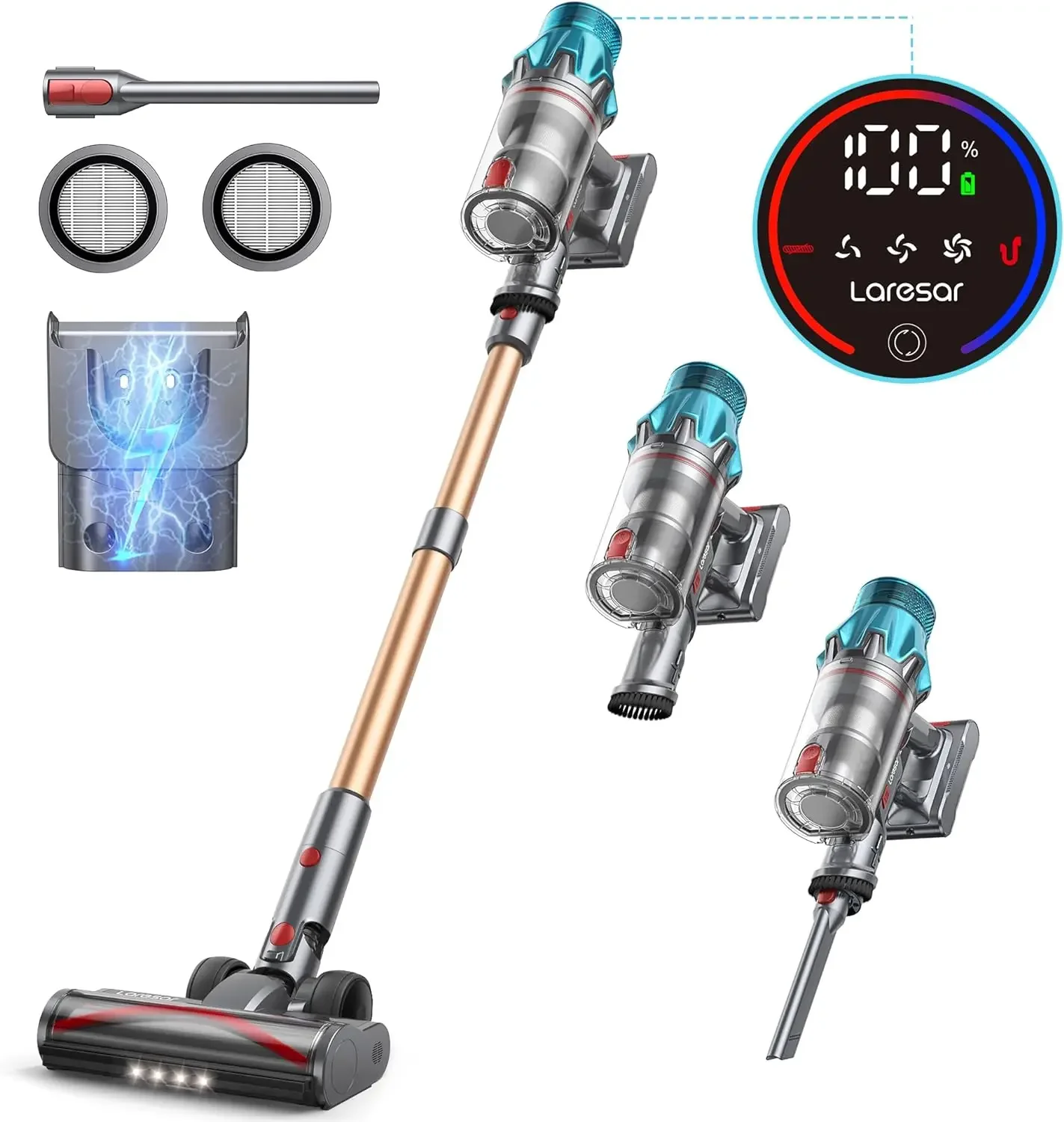 

Laresar Upright Vertical Electric Cyclone Silent Handheld Carpet Stick Wireless Cordless Vacuum Cleaner Wireless Home For Carpet