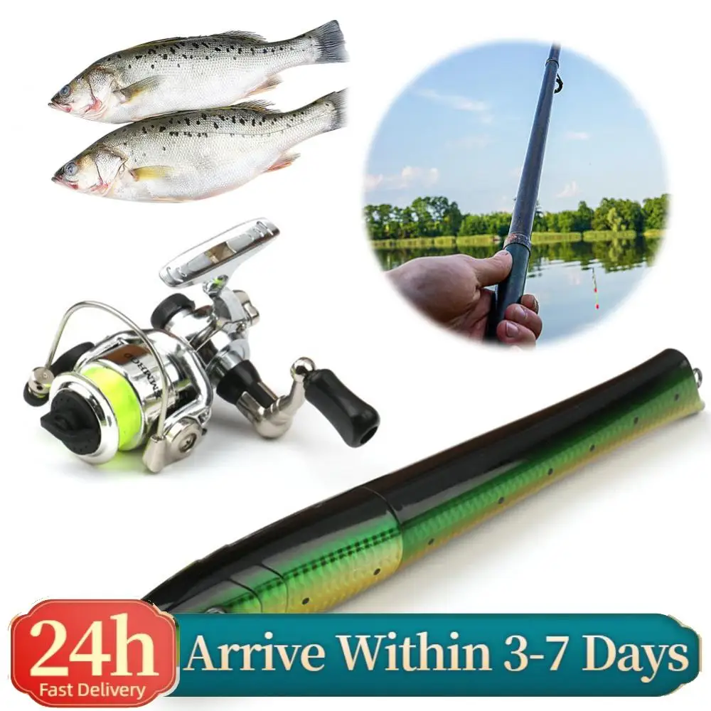 

Portable Fish Shaped Fishing Rod with Reel Telescopic Mini Pocket Pen Fishing Pole with Reel Fishing Accessories Gifts for Men