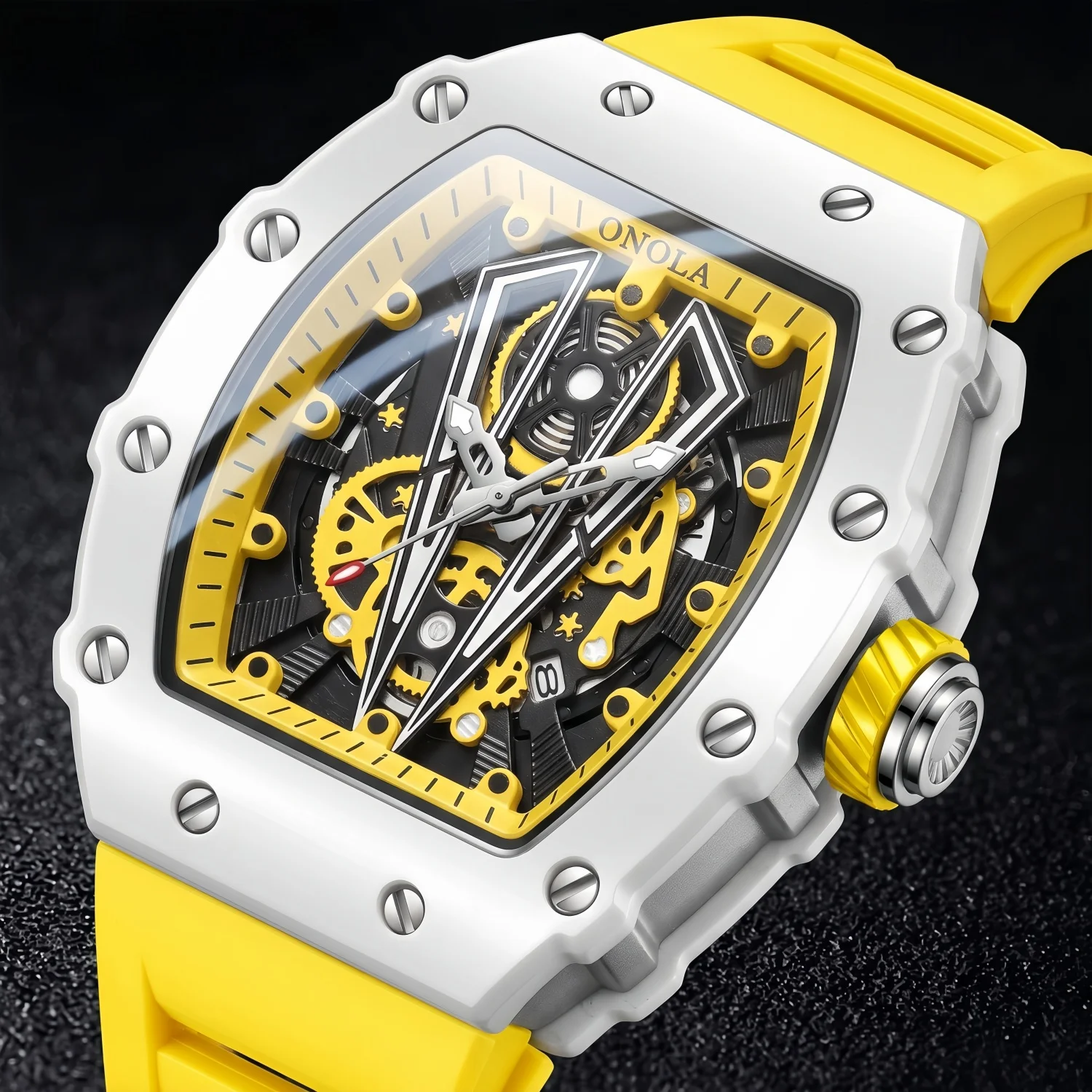 ONOLA Men's Quartz Watch with Exposed Gear Movement, Fashionable and Luxurious Sports Men's Watch, Gift for Friends