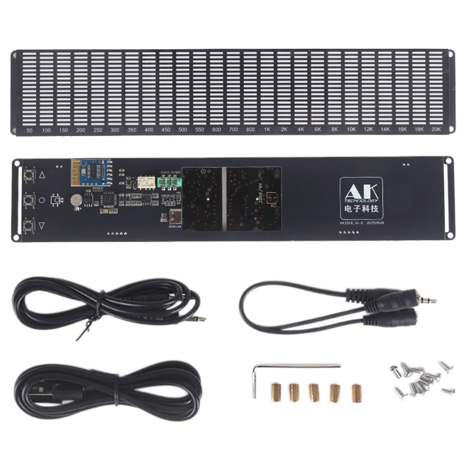 Stereo Level Meter Music Spectrum Display Bluetooth-compatible Audio Receiver LED Clock 3 Mode Visualizer