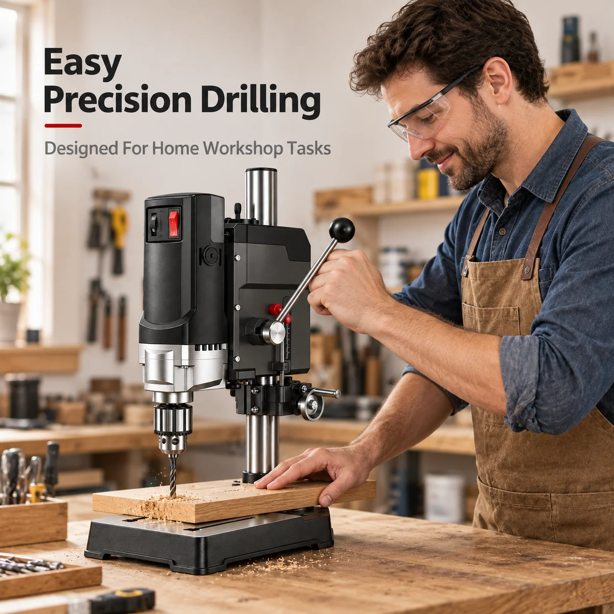 AOLIVIYA 710W Benchtop Drill Press 220V 6 Speed Mini Precision Bench Drilling Machine For Wood Metal Plastic 13mm Chuck