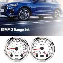ELING 85mm 3 in 1 Multifunctional 0-200km/h GPS Speedometer+8KRPM Tachometer with Oil Pressure Water Temp Fuel Level Voltmeter