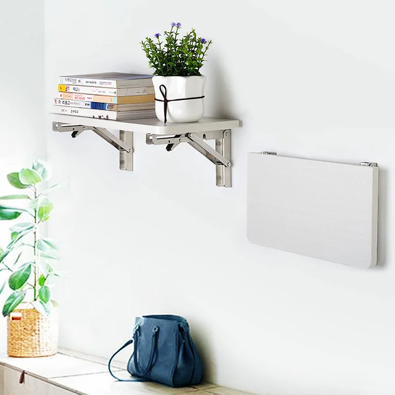 2Pcs Brackets 8-22 inch Decorative Wall Mounted Shelf Bracket 304 Stainless Steel Triangular Support Foldable Table Support