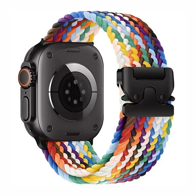 Gevlochten band Solo Loop voor Apple Watch Ultra2 49 mm 46 mm 44 mm 45 mm 42 mm 40 mm 41 mm Parachuteknopband Serie 10 9 SE 8 7 6 5 4