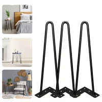 Patas de mesa modernas con horquilla de metal mate, construcción de acero duradera, acabado negro elegante para soporte de muebles resistente, 3 uds.