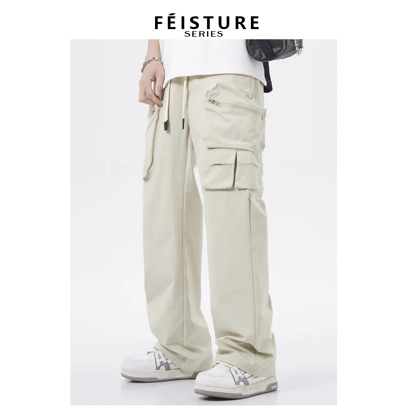 

New 2025 Men's Workwear Pants American Sle Multi-ket Loose Wide Leg Straight Casual Trousers Trendy Brand Youth Active S...