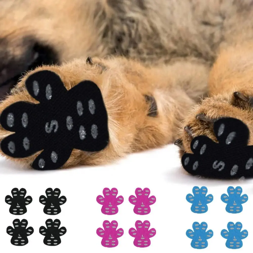 4pcs/set Dustproof Dogs Anti-slip Traction Pads Sticker Self-Adhesive Skidproof Pet Foot Patch Wear-resistant Cloth/Silicone