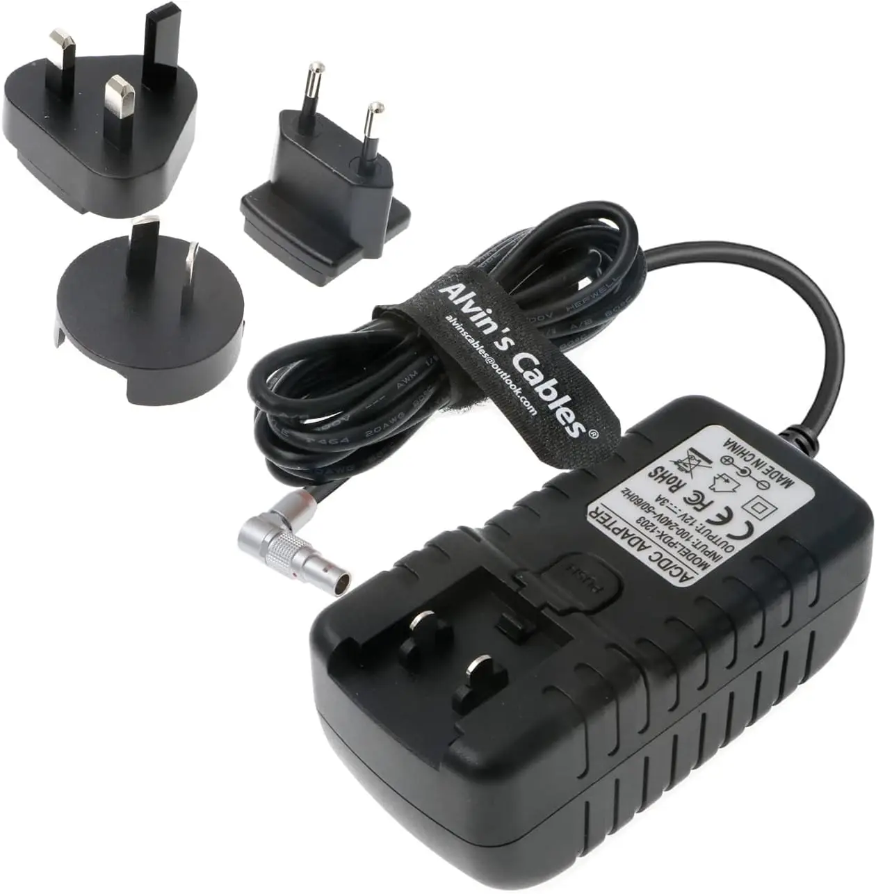 

Alvin's Cables Power Cable Adapter for Hollyland RX TX Z CAM E2 Flagship Rotatable Right Angle 2 Pin Male to Universal AC with U