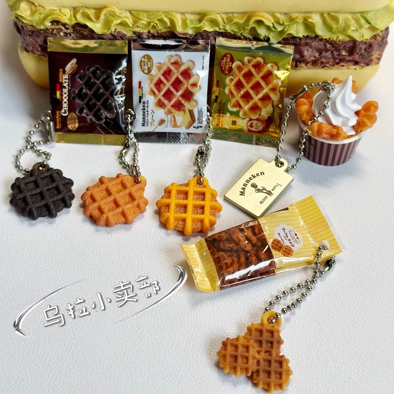 Bandai Gashapon Cute Kawaii Candy Toy Figure Anime Miniature Waffles Biscuits Snack Food Keychain Model Capsule Toys Gift