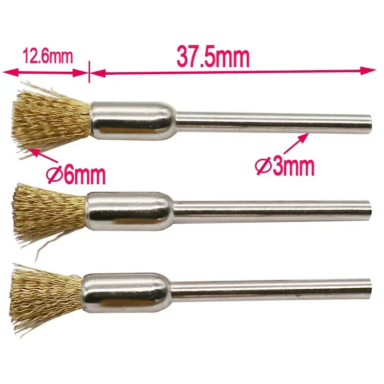 3/Pcs Polishing Grinding Wheel T-shaped Small Brush Accessories Steel Wire Brass Mini Brush Rotary Tool for Dremel Drill