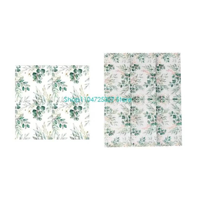 

D8KF салфетки для вечеринок с рисунком листьев, впитывающие мягкие одноразовые бумажные салфетки для встреч