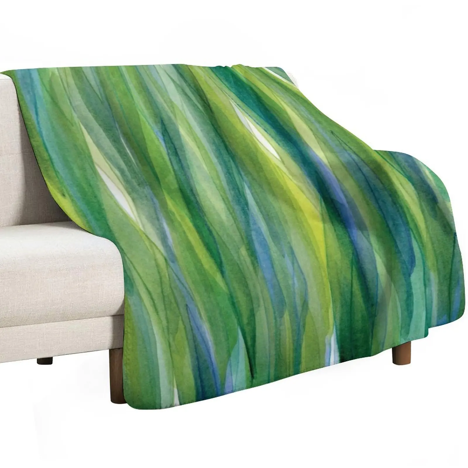 Green Blue Sea Glass Throw Blanket Flannel Fabric Moving For Baby for babies Flannel Luxury Throw Blankets