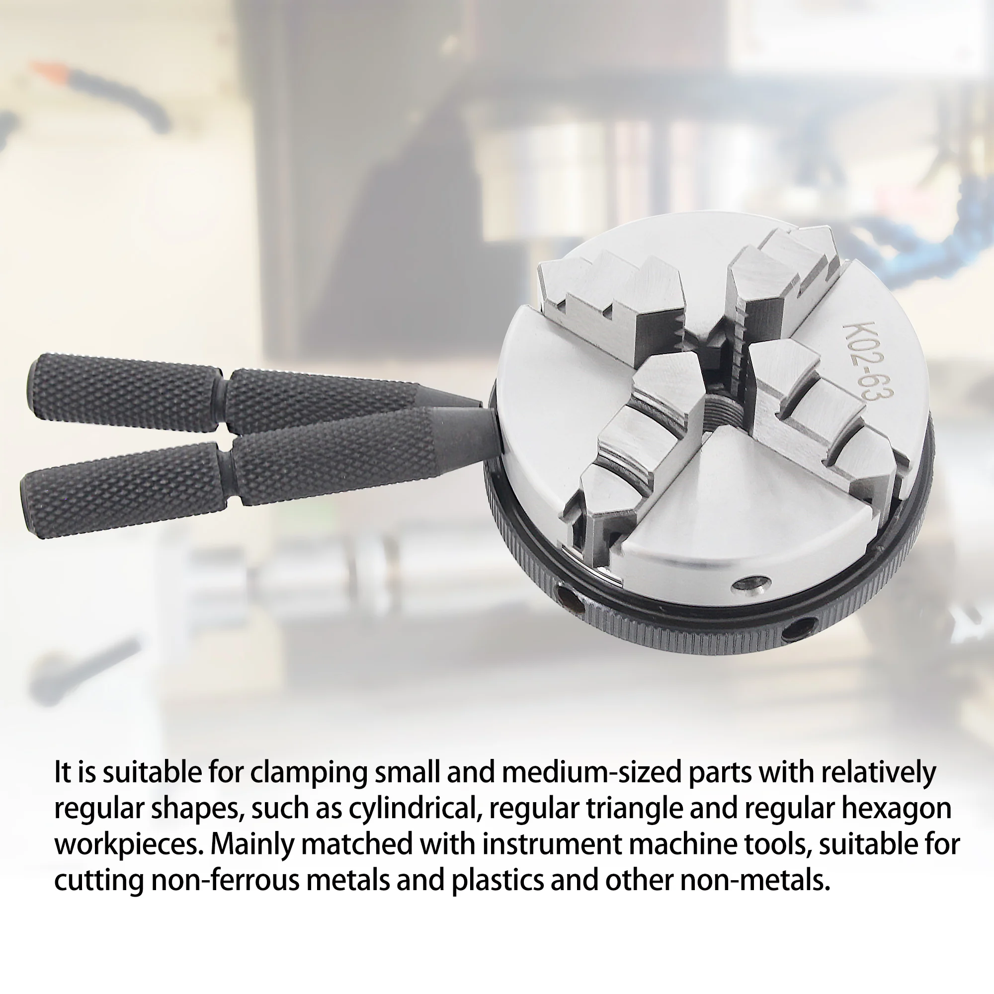 4 Jaw Lathe Chuck Wide Clamping Range Reversible Chuck Mini 4 Claw K02-63 (63mm) M14 Self-centering Claw RATTM MOTOR