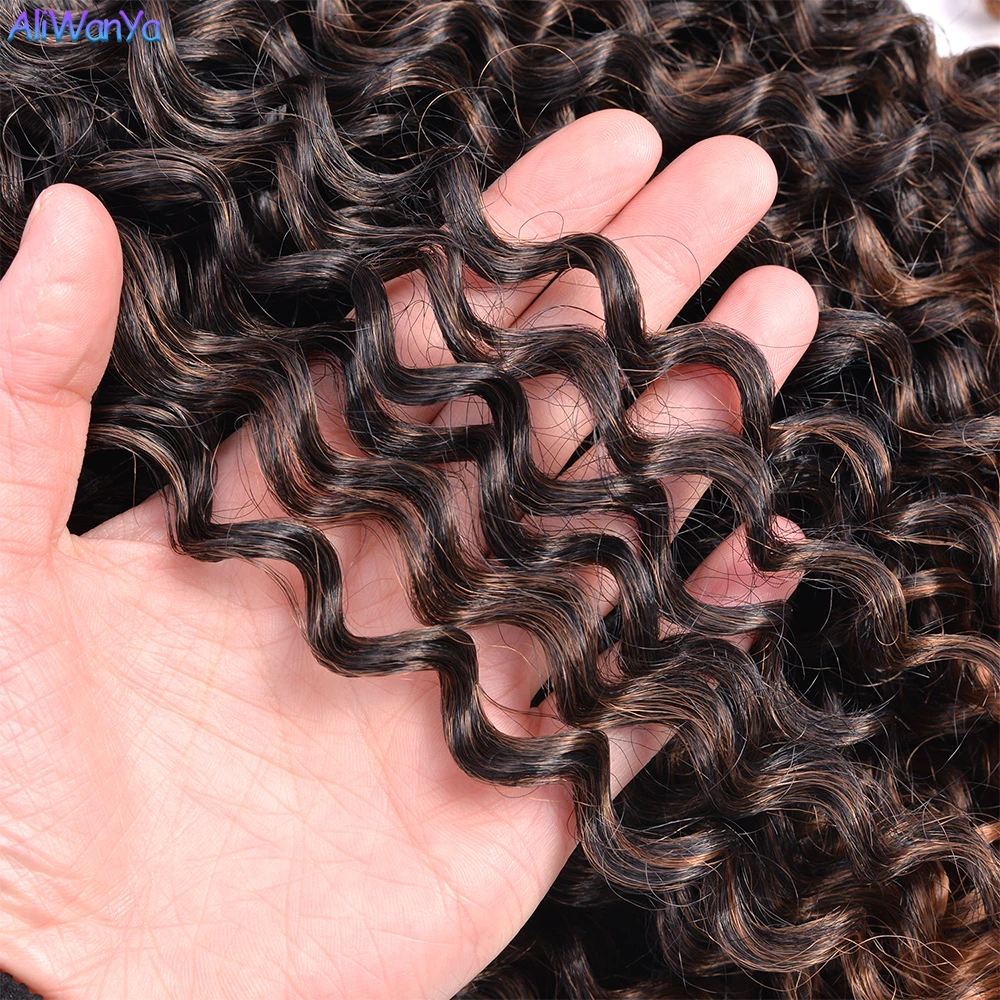 8-16Inch Ombre Water Wave Drawstring Puff Curly Ponytail Synthetic Braiding Hair Extensions Long Afro Curl Clip-in For Women Kid