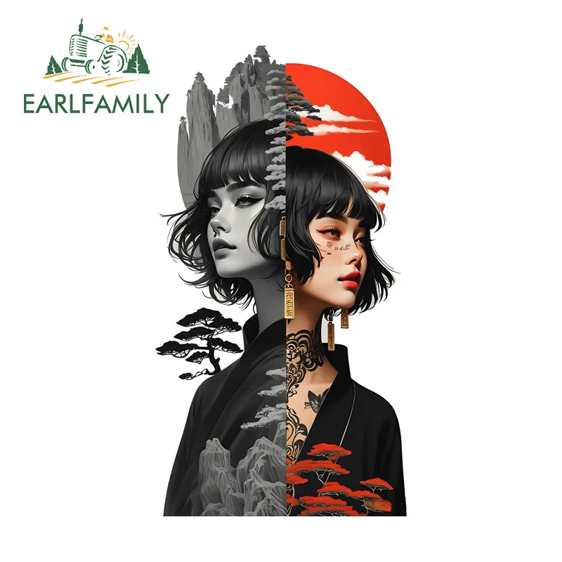 

EARLFAMILY Samurai Female Car Sticker Personality Laptop Computer Rearview Mirror DIY Decal Fashionable Waterproof Car Wrap