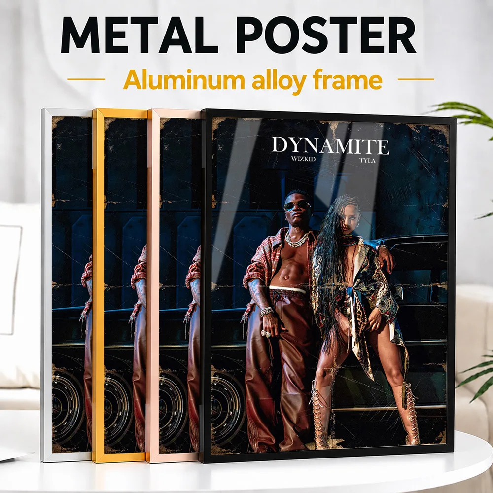 Wizkid And Tyla 'Dynamite Framed Metal Poster Personalized Recording Tribute Wall Art For Vinyl Collectors Decorating Music Room